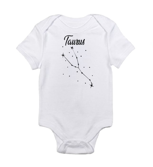 Zodiac sign Baby Bodysuit, Custom Baby Birthday Months Stars Astrology sign Bodysuit