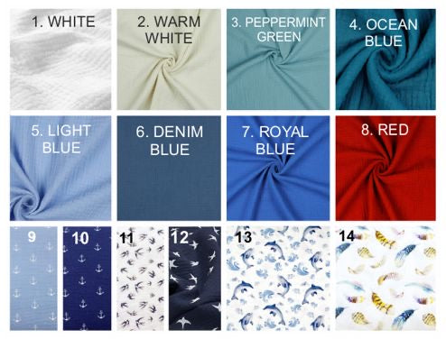 Organic Nautical Set, Eco-Friendly Double Gauze Muslin Cotton Shorts and Shirt Set