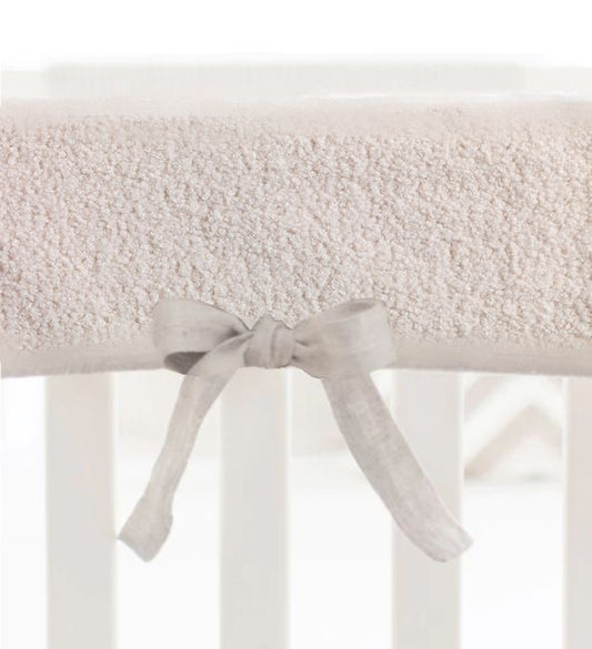 Protective Baby Crib l Toddler Bed Rail Cover, soft Teddy Camel Boucle with soft filling