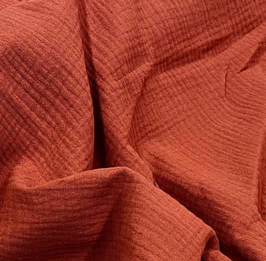 Rust Red Muslin Cotton Fabric