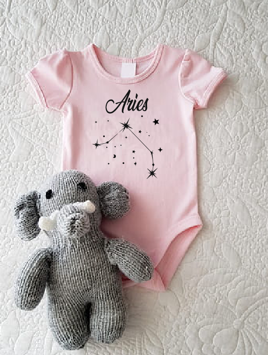 Zodiac sign Baby Bodysuit, Custom Baby Birthday Months Stars Astrology sign Bodysuit