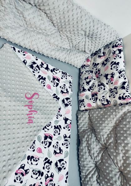 Hand-Embroidered Minky Cotton personalized with Newborn Baby name Blanket in Gift box