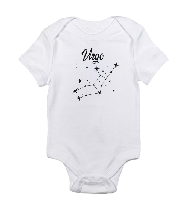 Zodiac sign Baby Bodysuit, Custom Baby Birthday Months Stars Astrology sign Bodysuit