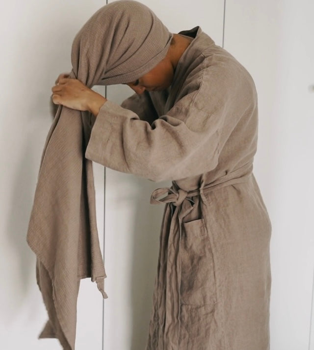 Linen Robe with matching Towel  I Organic, eco-friendly and breathable