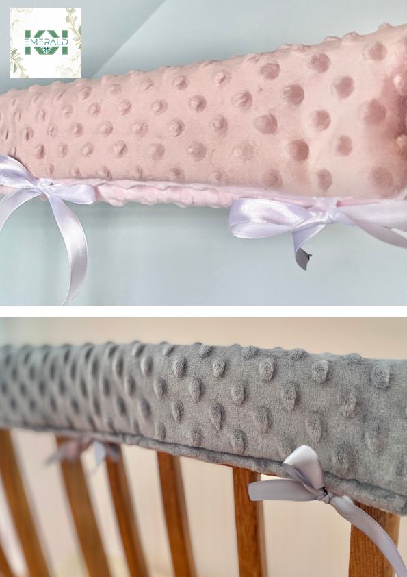 Protective Baby Crib l Toddler Bed Rail Cover, soft Minky Fabric with soft filling