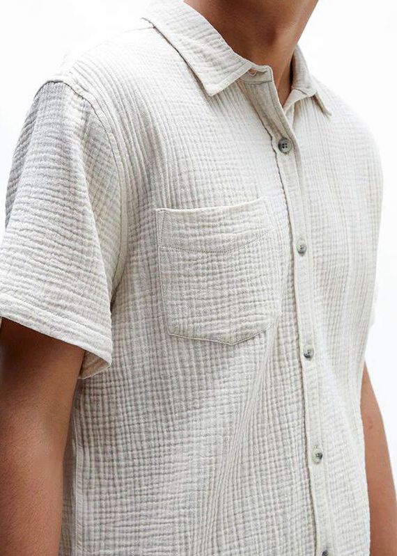 Men Shirt, Organic Muslin Cotton Nautical Summer Vacation Clothing