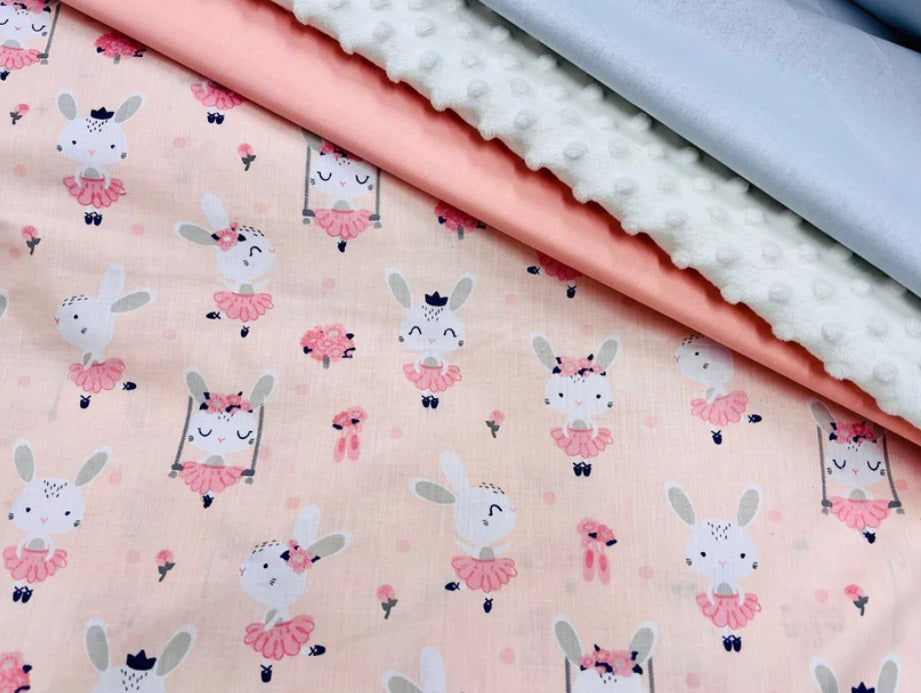 Bunny Rabbits Premium Cotton & Minky Throw Blanket in Gift box, Baby I Toddler I Teen I Adult sizes